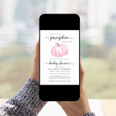 Virtual Baby Meisje Douche Roze Pompoen Waterverf Kaart