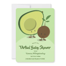 Virtual Baby shower Avocado en Pit Cartoon