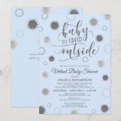 Virtual Baby shower BABY ITS COVID BUITENKANT blau Kaart (Voorkant / Achterkant)