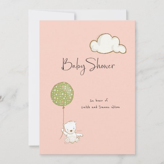 Virtual Baby shower Beer Meisje Peach Roze Save The Date (Voorkant)
