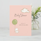 Virtual Baby shower Beer Meisje Peach Roze Save The Date (Staand voorkant)