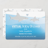 Virtual Baby shower Blue Ocean Shark Cartoon Kaart (Voorkant / Achterkant)