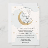 Virtual Baby shower Blue Twinkle Star en Moon Kaart (Voorkant)