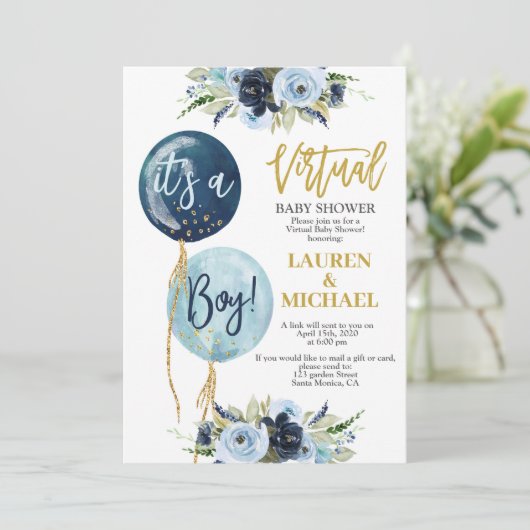 Virtual Baby shower boy Kaart (Staand voorkant)