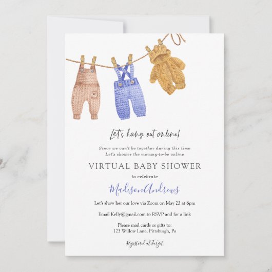 Virtual Baby shower Boy Kaart (Voorkant)