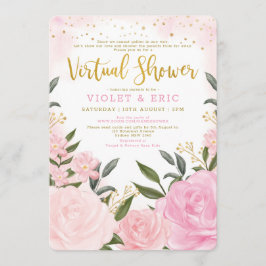 Virtual Baby shower by Mail Blush Pink Gold Rozen Kaart