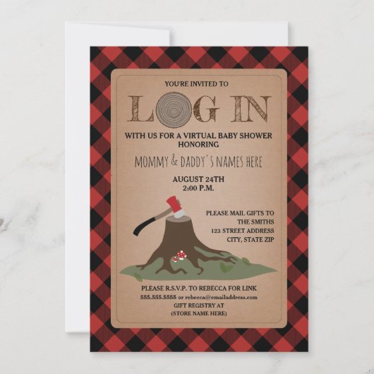 Virtual Baby shower by Mail Log in Lumberjack Kaart (Voorkant)