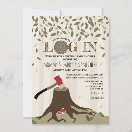 Virtual Baby shower by Mail Log in Woodland Kaart (Voorkant)
