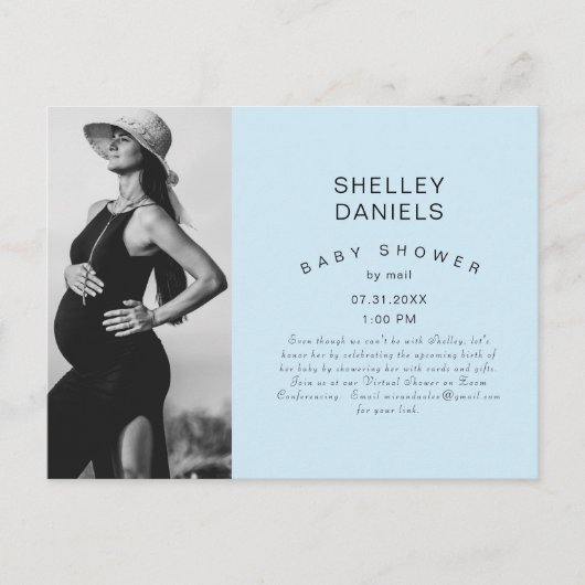 Virtual Baby shower by Mail Photo Blue Invitation Uitnodiging Briefkaart (Voorkant)