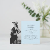 Virtual Baby shower by Mail Photo Blue Invitation Uitnodiging Briefkaart (Staand voorkant)