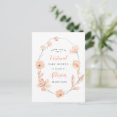 Virtual Baby shower Coral Floral Waterverf Uitnodiging Briefkaart (Staand voorkant)