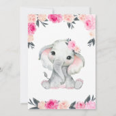 Virtual Baby shower Elephant Roses Girl-kaart Kaart (Achterkant)