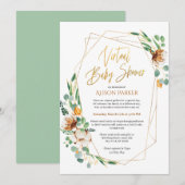 Virtual Baby shower Eucalyptus Greenery Gold Kaart (Voorkant / Achterkant)