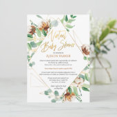Virtual Baby shower Eucalyptus Greenery Gold Kaart (Staand voorkant)