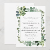 Virtual Baby shower Eucalyptus Kaart (Voorkant / Achterkant)