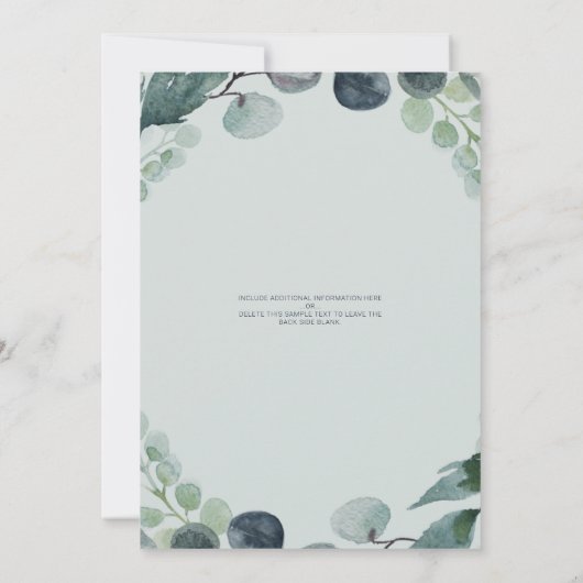 Virtual Baby shower Eucalyptus Sage Blauw Kaart (Achterkant)