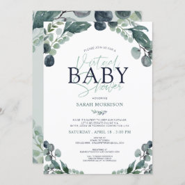 Virtual Baby shower Eucalyptus Sage Blauw Kaart
