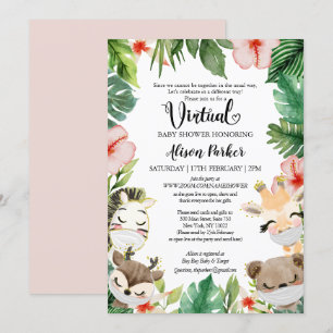 Virtual Baby shower Gender Neutral Safari Friends Kaart
