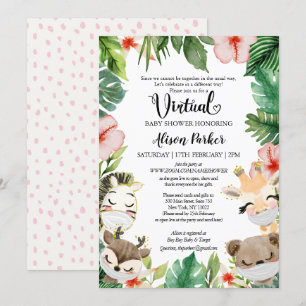 Virtual Baby shower Gender Neutral Safari Friends Kaart