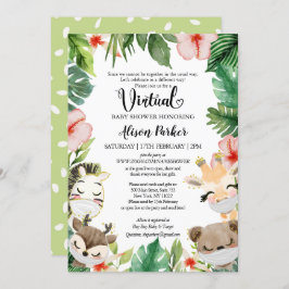 Virtual Baby shower Gender Neutral Safari Friends Kaart
