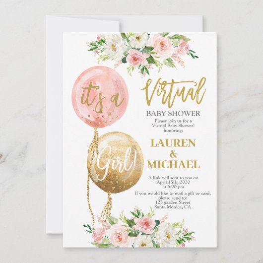 Virtual Baby shower girl Kaart (Voorkant)