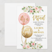 Virtual Baby shower girl Kaart (Voorkant / Achterkant)