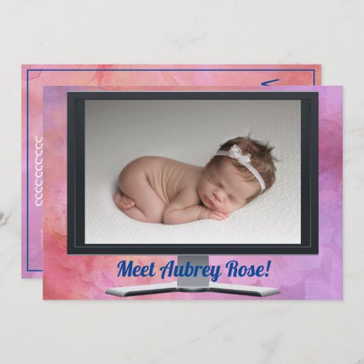 Virtual Baby shower Girl Kaart (Voorkant / Achterkant)