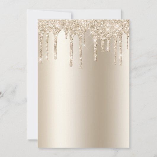 Virtual Baby shower Glitter Drip Gold Kaart (Achterkant)