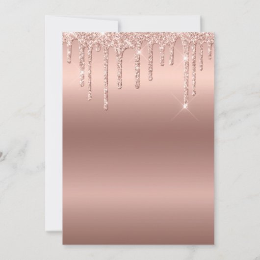 Virtual Baby shower Glitter Drip Roos Gold Kaart (Achterkant)