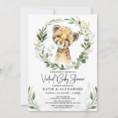 Virtual Baby shower Greenery Gold Safari Leopard Kaart (Voorkant)