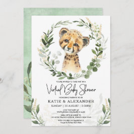 Virtual Baby shower Greenery Gold Safari Leopard Kaart