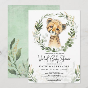 Virtual Baby shower Greenery Gold Safari Leopard Kaart
