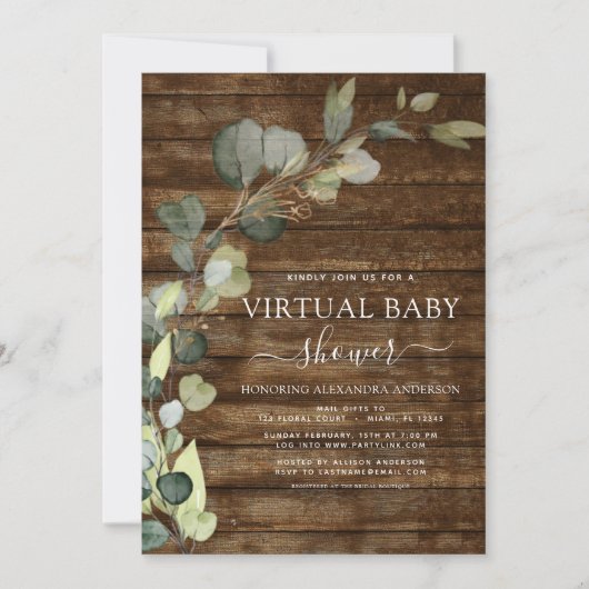 Virtual Baby shower groen eucalyptus succulent Kaart (Voorkant)