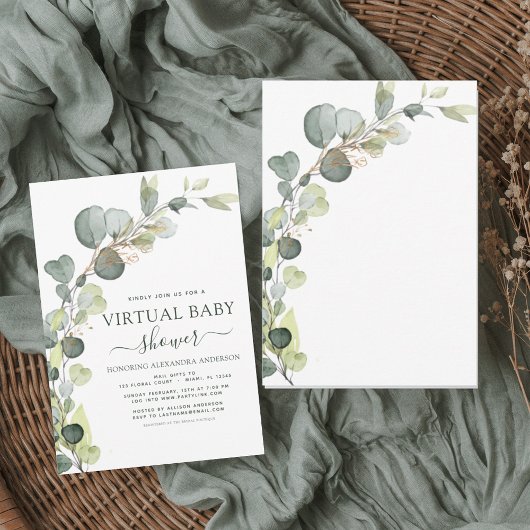 Virtual Baby shower groen eucalyptus succulent Kaart