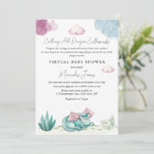 Virtual Baby shower Hatching Dragon Pastel Kleuren Kaart (Staand voorkant)