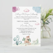 Virtual Baby shower Hatching Dragon Pastel Kleuren Kaart (Staand voorkant)