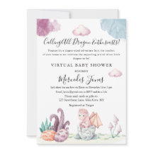Virtual Baby shower Hatching Dragon Pastel Kleuren