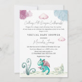 Virtual Baby shower Hatching Dragon Pastel Kleuren Kaart (Voorkant)