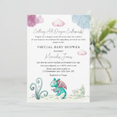Virtual Baby shower Hatching Dragon Pastel Kleuren Kaart (Staand voorkant)