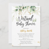 Virtual Baby shower Invitation Greenery Shower Kaart (Voorkant)