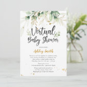 Virtual Baby shower Invitation Greenery Shower Kaart (Staand voorkant)