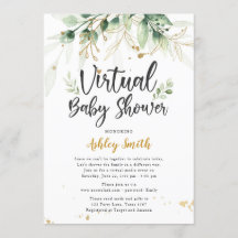 Virtual Baby shower Invitation Greenery Shower