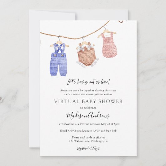Virtual Baby shower Jongen of Meisje Neutraal Kaart (Voorkant)
