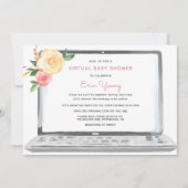 Virtual Baby shower Laptop met Pink Flowers Kaart (Voorkant)