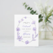 Virtual Baby shower Lavendel Floral Waterverf Uitnodiging Briefkaart (Staand voorkant)