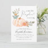 Virtual Baby shower Little Pumpkin-Waterverf Kaart (Staand voorkant)