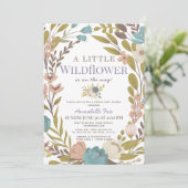 Virtual Baby shower Little Wildflower Girl Kaart (Staand voorkant)