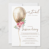 Virtual Baby shower Luxury Beige Balloon Glitter Kaart (Voorkant)