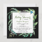 Virtual Baby shower Moderne Waterverf Groene Flora Kaart (Voorkant)
