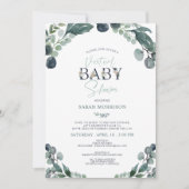 Virtual Baby shower Navy Blue Sage groen Kaart (Voorkant)